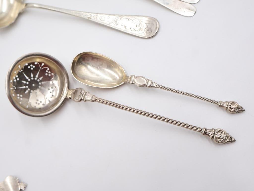 Antique and Vintage Spoons and Sterling Silver Spreader - 14