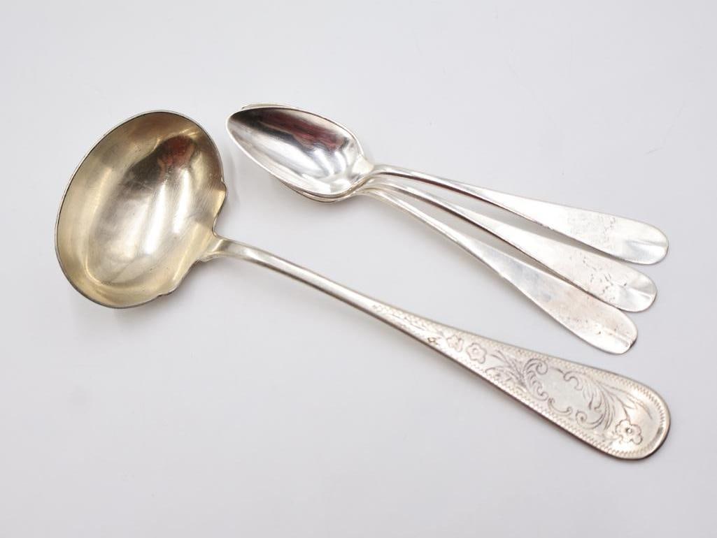 Antique and Vintage Spoons and Sterling Silver Spreader - 18