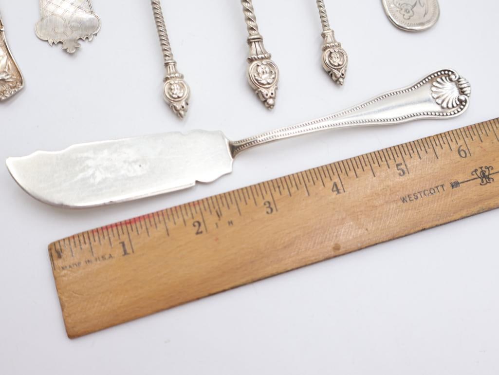 Antique and Vintage Spoons and Sterling Silver Spreader - 2