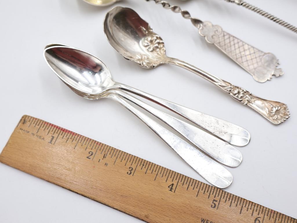 Antique and Vintage Spoons and Sterling Silver Spreader - 6