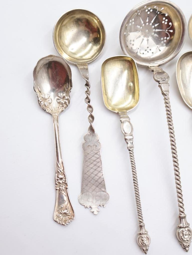 Antique and Vintage Spoons and Sterling Silver Spreader - 8
