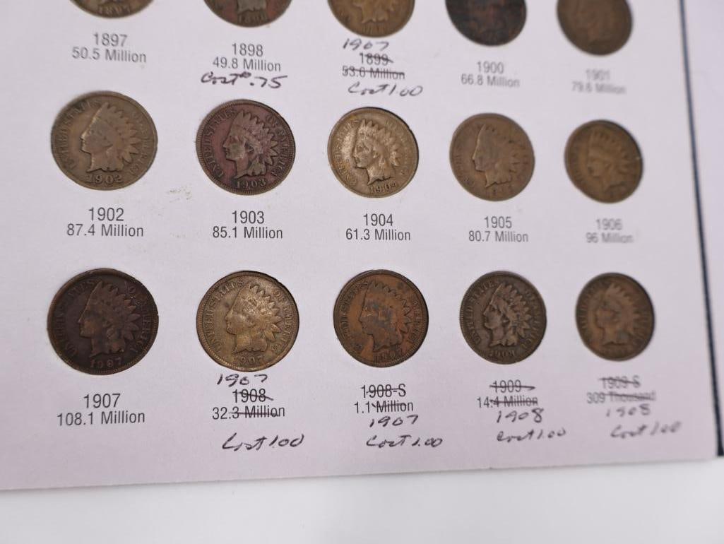 Full Indian Head Cent Coin Folder - 10
