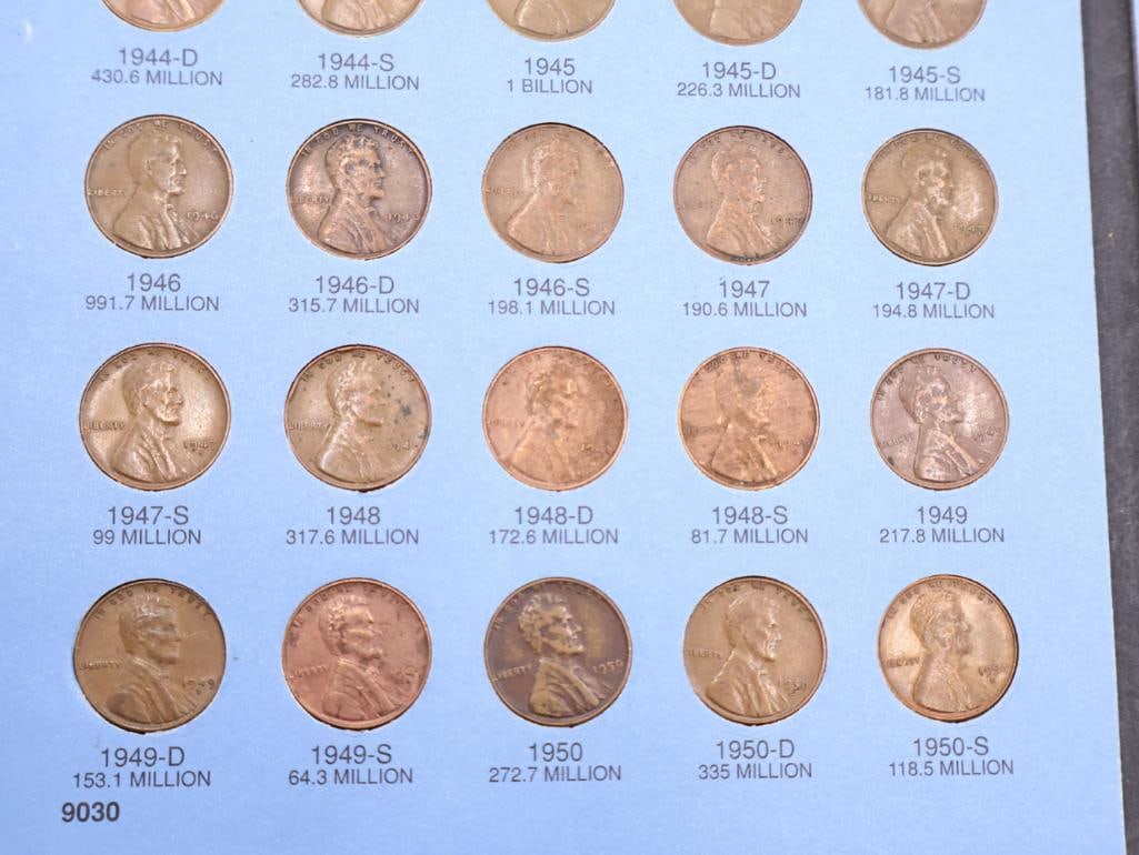 Three Full of Wheat and Lincoln Memorial Penny Coin Folders including Steel Pennies - 6