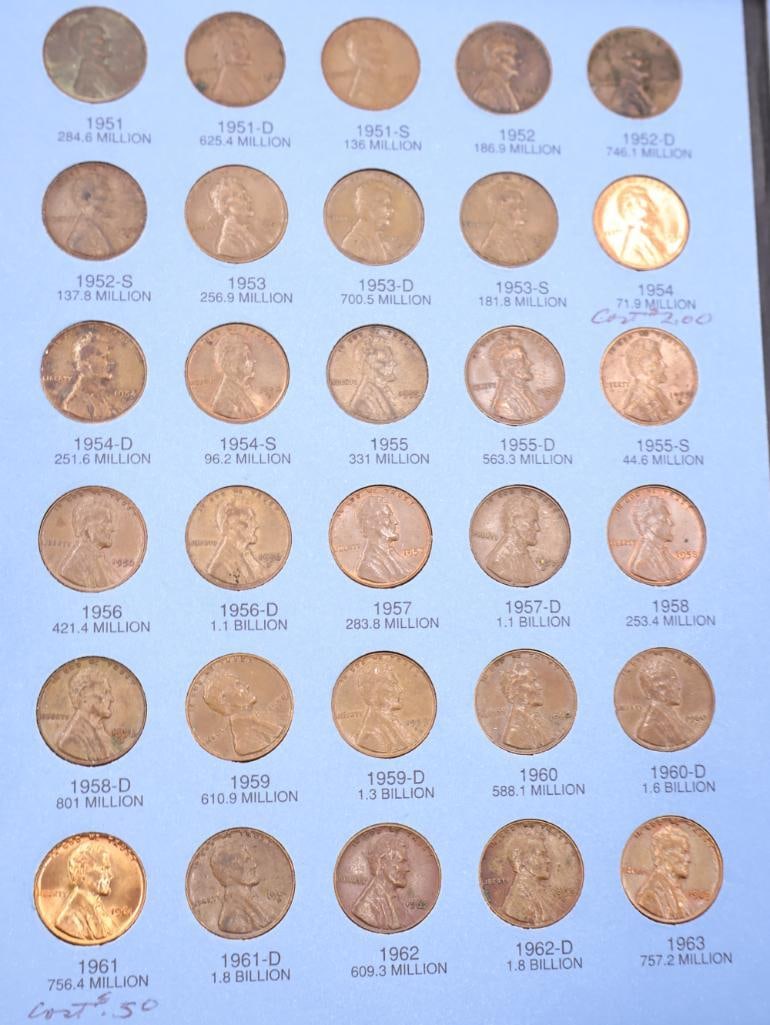 Three Full of Wheat and Lincoln Memorial Penny Coin Folders including Steel Pennies - 7