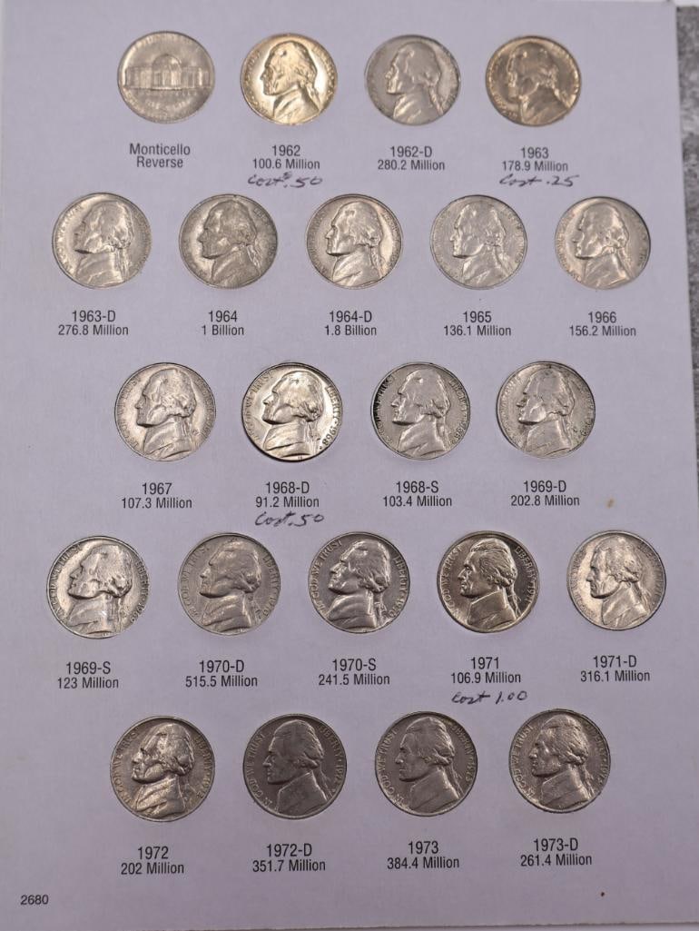 Four Coin Folders Full of Jefferson Nickels - 18