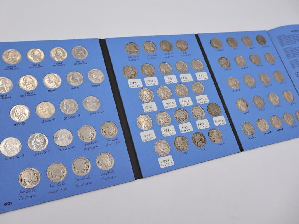 Two Jefferson Nickel Coin Folders, One with Old Buffalo Nickels - 13
