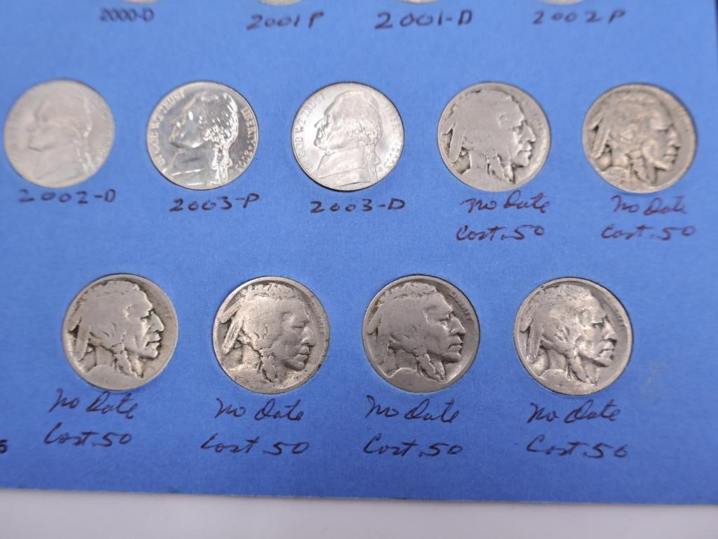 Two Jefferson Nickel Coin Folders, One with Old Buffalo Nickels - 15