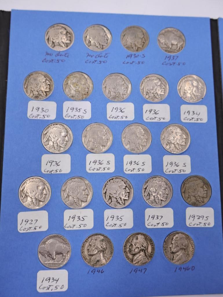 Two Jefferson Nickel Coin Folders, One with Old Buffalo Nickels - 16