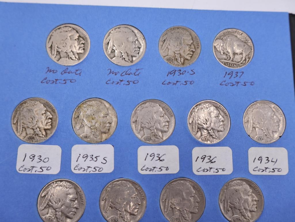 Two Jefferson Nickel Coin Folders, One with Old Buffalo Nickels - 17
