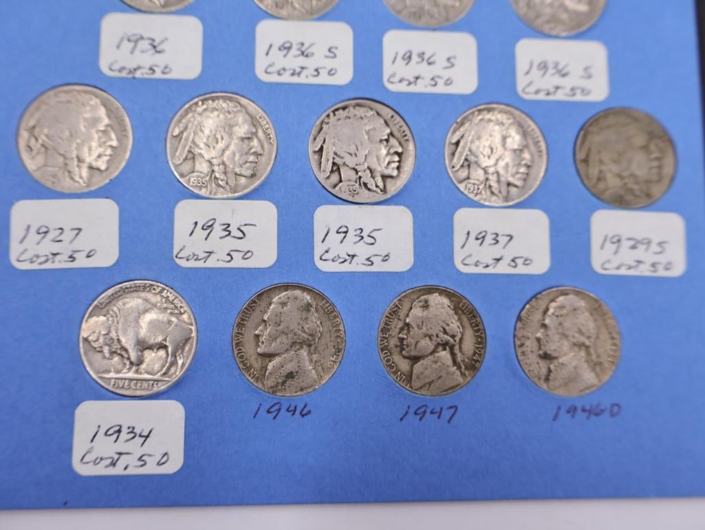 Two Jefferson Nickel Coin Folders, One with Old Buffalo Nickels - 19