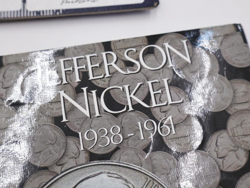 Two Jefferson Nickel Coin Folders, One with Old Buffalo Nickels - 2