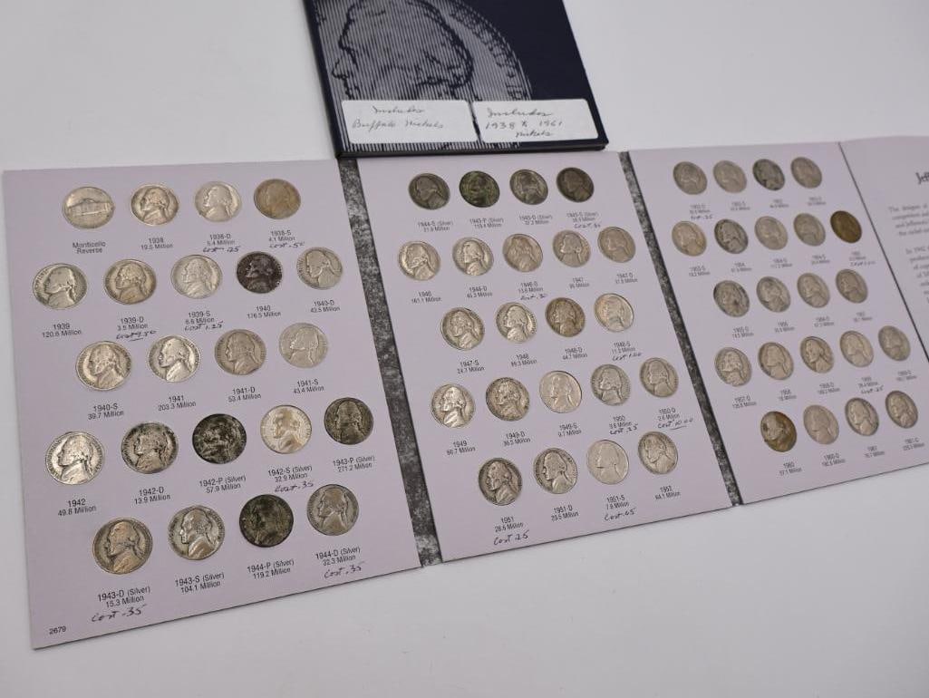 Two Jefferson Nickel Coin Folders, One with Old Buffalo Nickels - 3