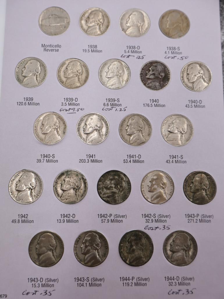 Two Jefferson Nickel Coin Folders, One with Old Buffalo Nickels - 4