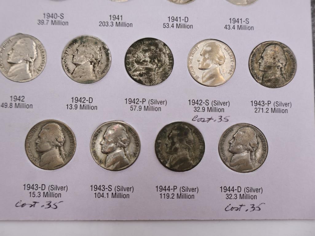 Two Jefferson Nickel Coin Folders, One with Old Buffalo Nickels - 5