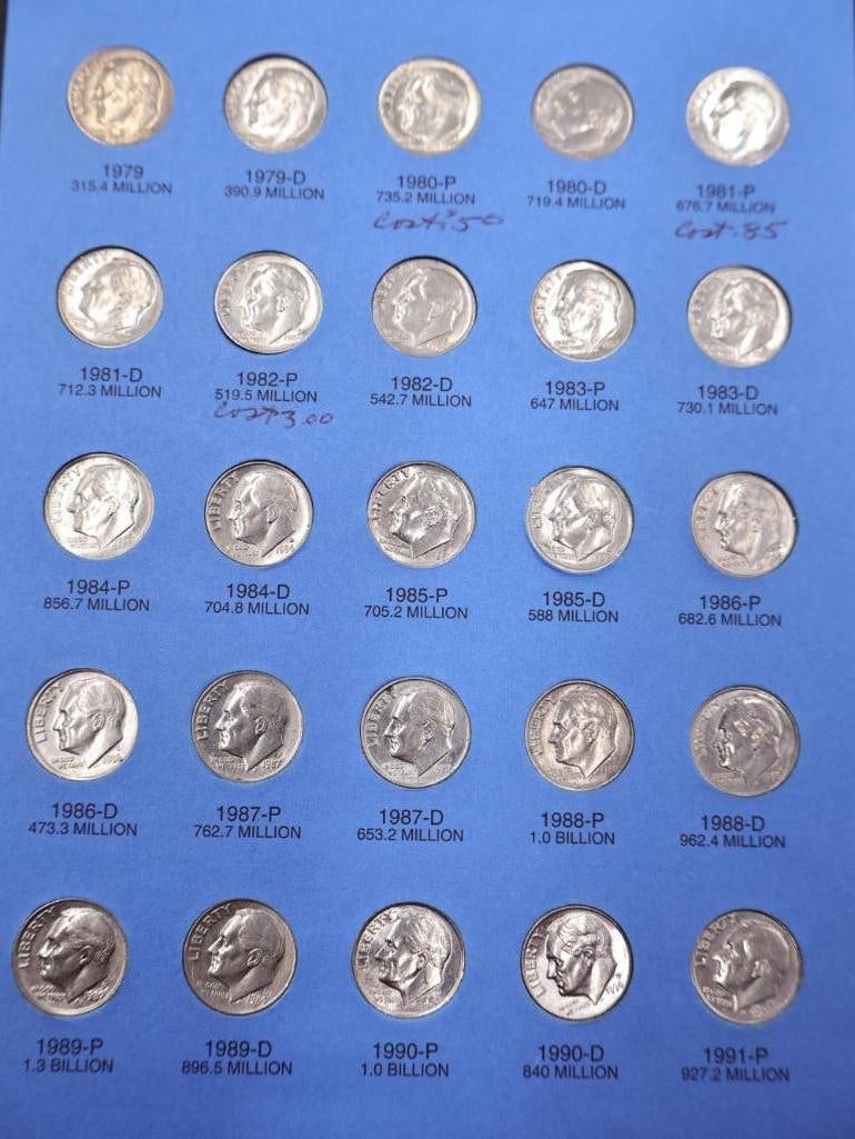 Three Roosevelt Dime Coin Folders - 10