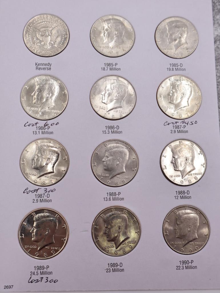 Three Kennedy Half Dollar Coin Folders, Including Some Silver - 10