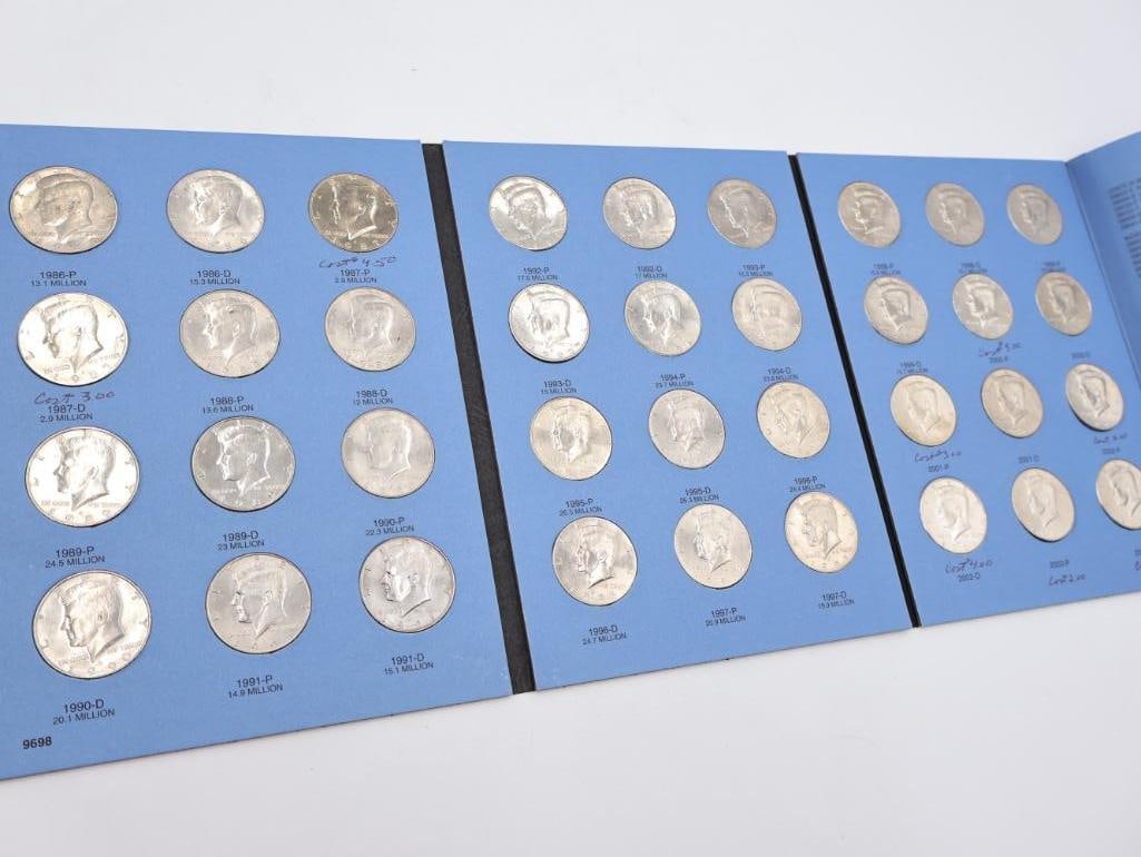 Three Kennedy Half Dollar Coin Folders, Including Some Silver - 14