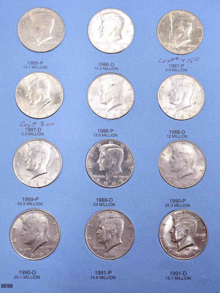 Three Kennedy Half Dollar Coin Folders, Including Some Silver - 15