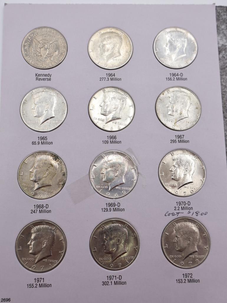 Three Kennedy Half Dollar Coin Folders, Including Some Silver - 4