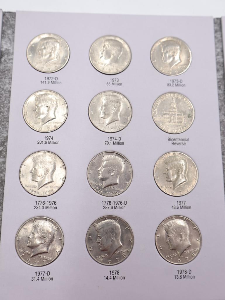 Three Kennedy Half Dollar Coin Folders, Including Some Silver - 5