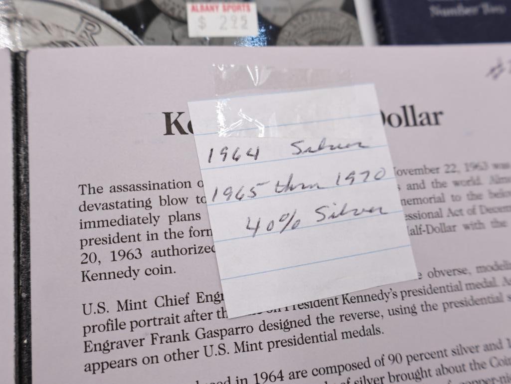 Three Kennedy Half Dollar Coin Folders, Including Some Silver - 7