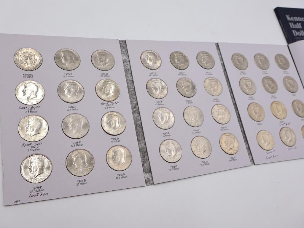 Three Kennedy Half Dollar Coin Folders, Including Some Silver - 9