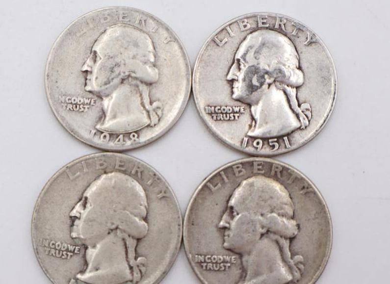 Six 90% Silver Washington Quarters - 2