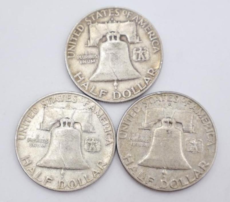 Three Benjamin Franklin Half Dollars - 2