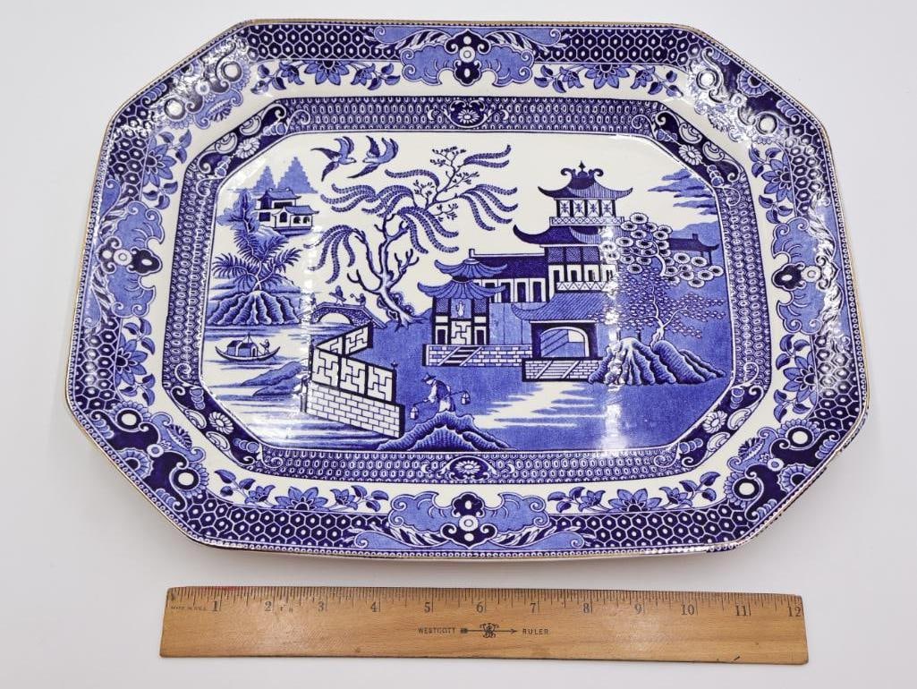 Antique Burleigh Ware Blue Willow Platter - 2