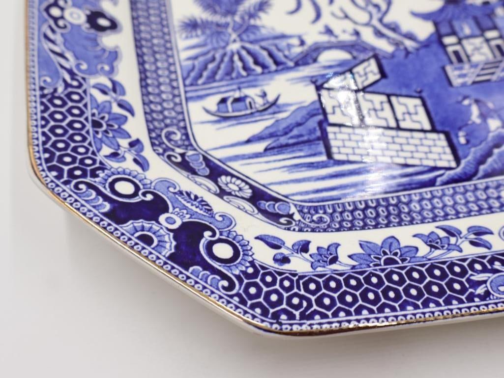 Antique Burleigh Ware Blue Willow Platter - 3