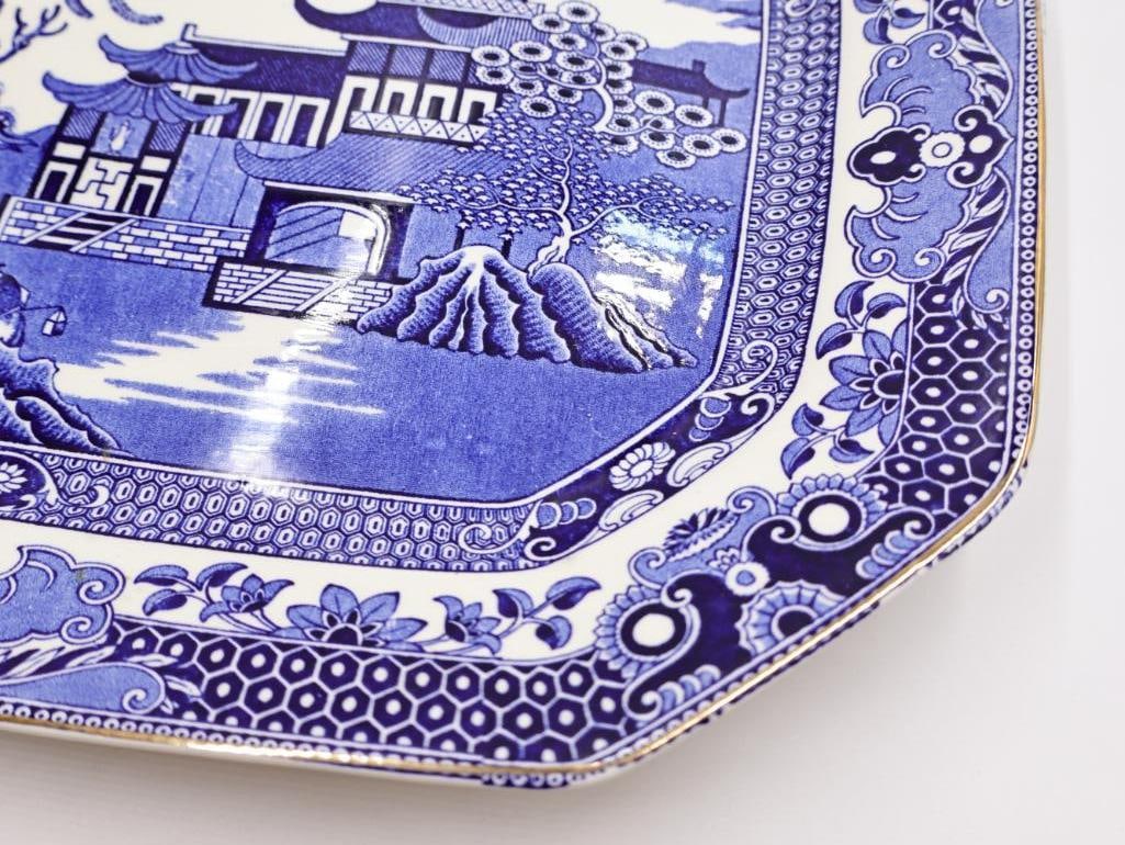 Antique Burleigh Ware Blue Willow Platter - 4