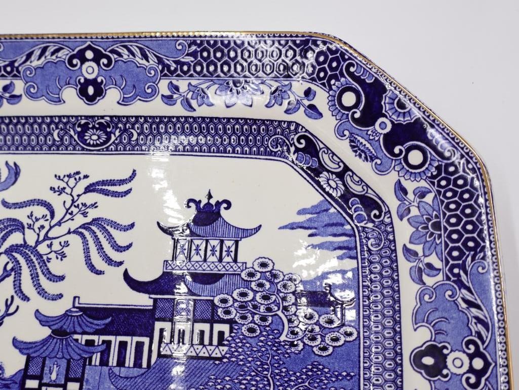 Antique Burleigh Ware Blue Willow Platter - 5