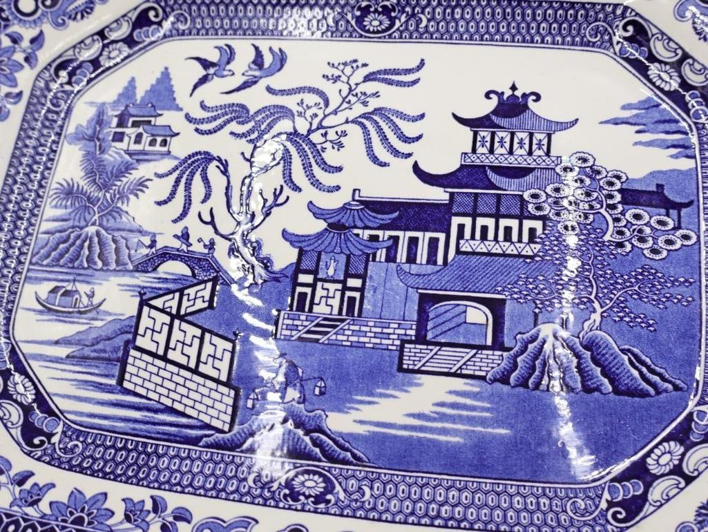 Antique Burleigh Ware Blue Willow Platter - 6