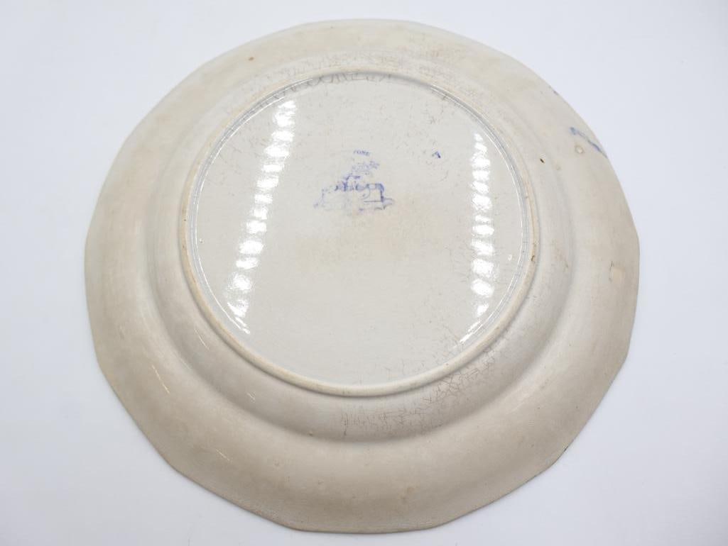 Two Antique Ironstone Blue Transferware Plates - 10