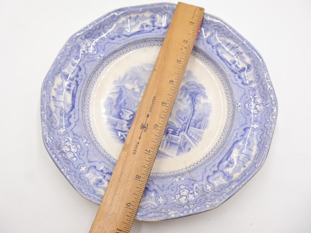 Two Antique Ironstone Blue Transferware Plates - 2