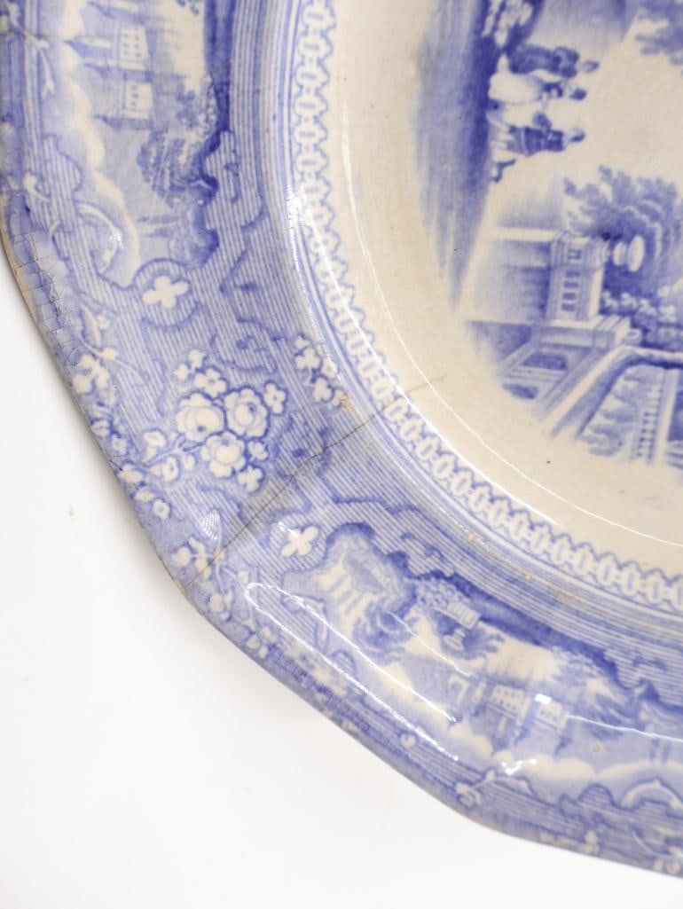 Two Antique Ironstone Blue Transferware Plates - 4