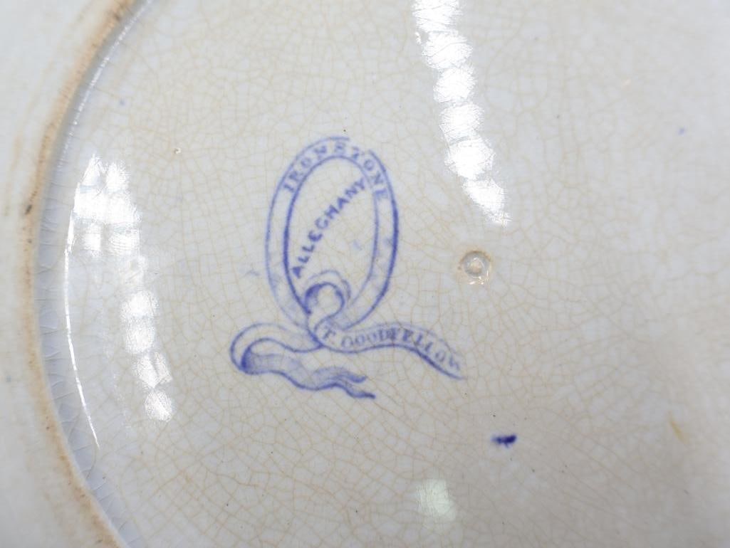 Two Antique Ironstone Blue Transferware Plates - 6