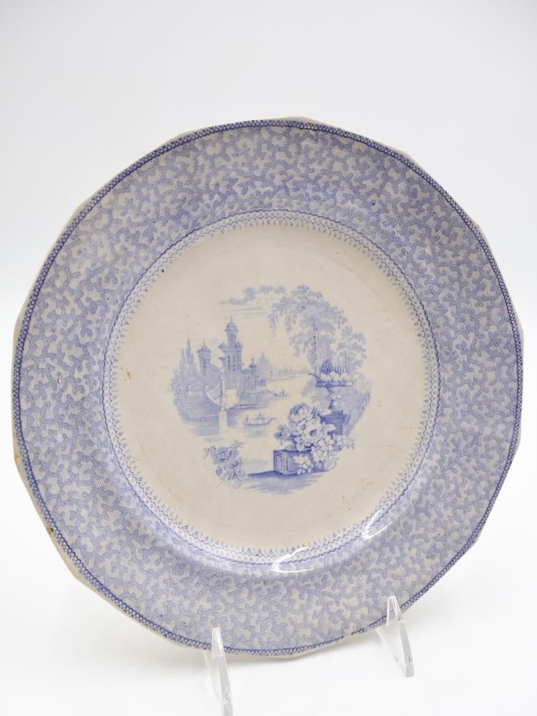 Two Antique Ironstone Blue Transferware Plates - 7