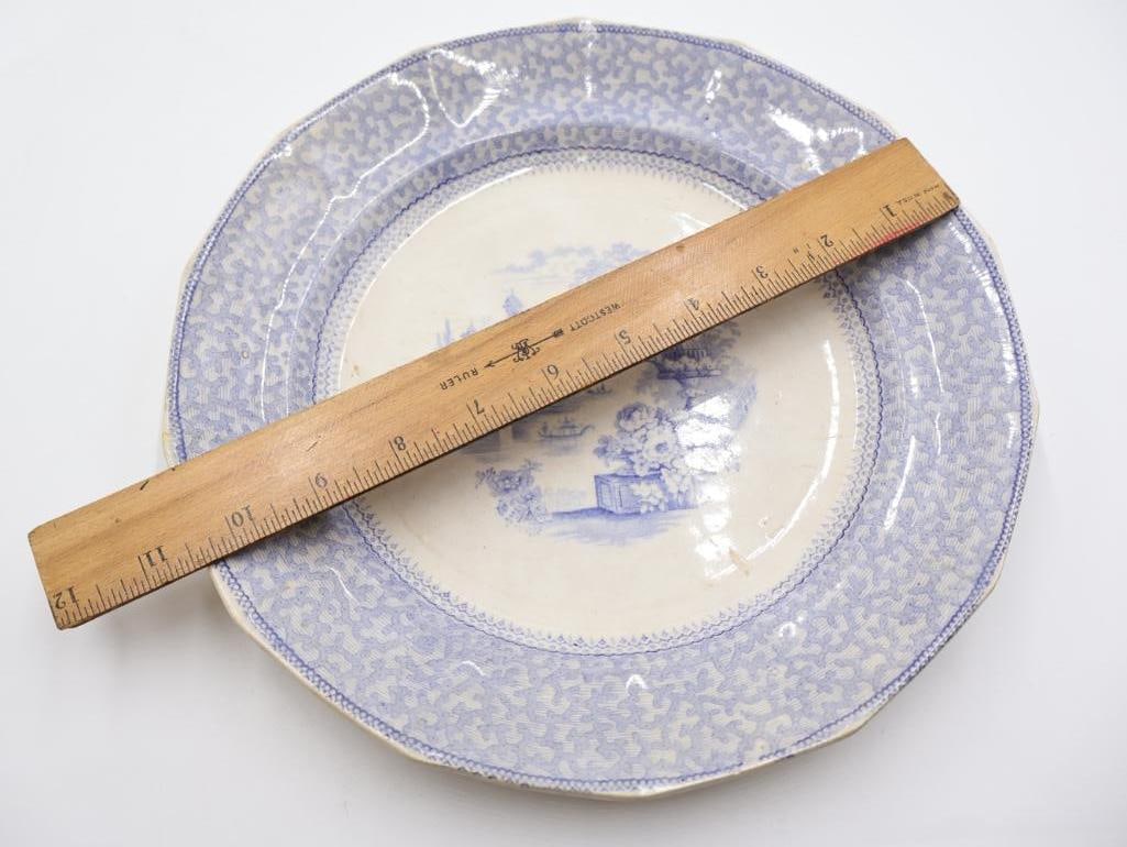Two Antique Ironstone Blue Transferware Plates - 8