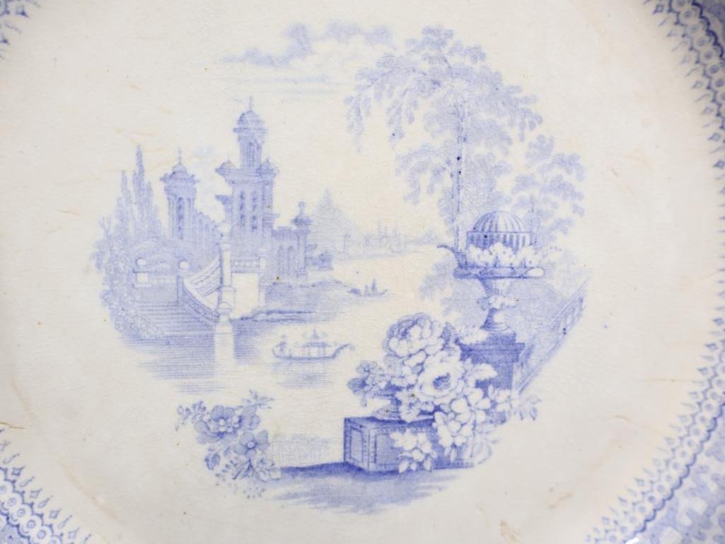 Two Antique Ironstone Blue Transferware Plates - 9