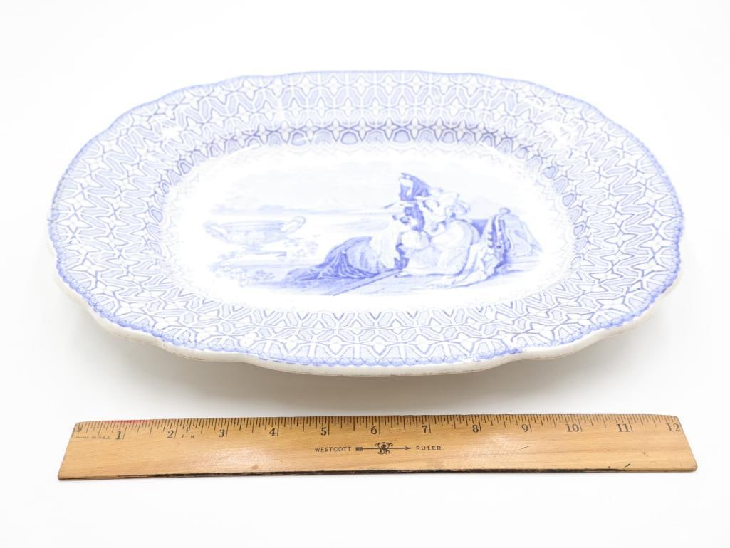 Antique Blue Transferware Platter - 2