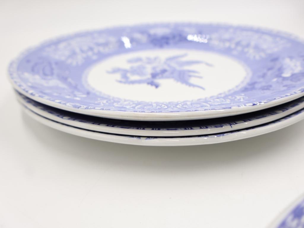 Set of Spode Blue Transferware Camilla Plates - 12