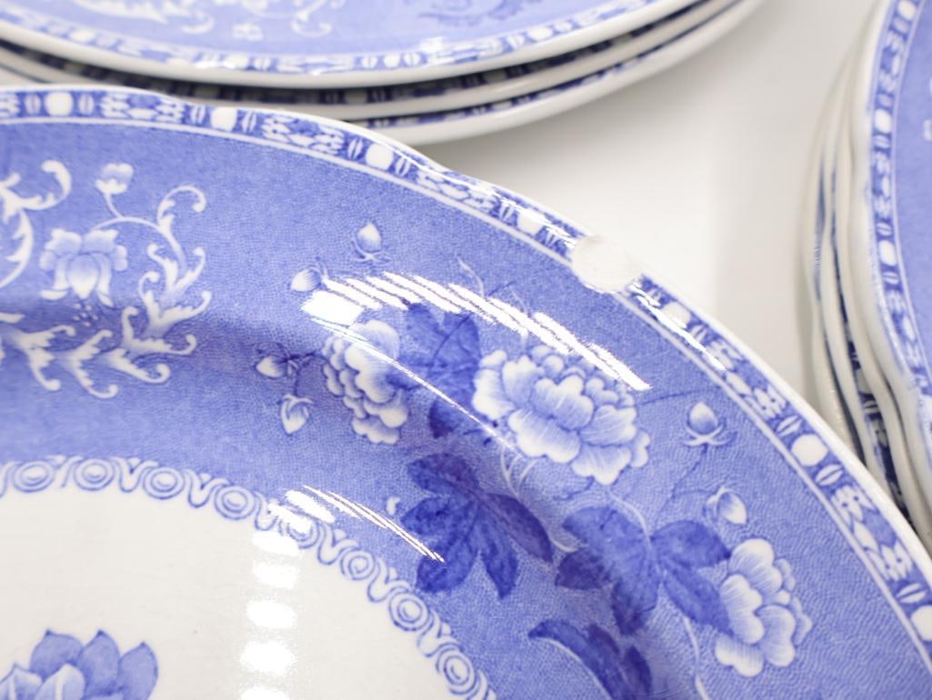 Set of Spode Blue Transferware Camilla Plates - 6