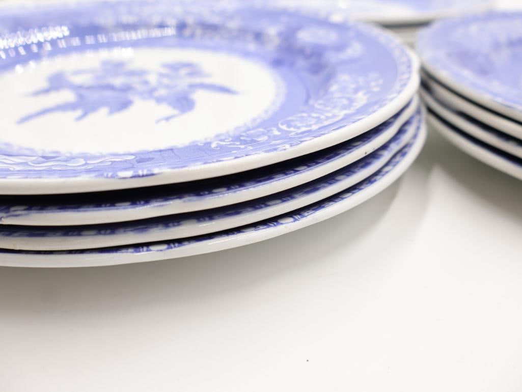 Set of Spode Blue Transferware Camilla Plates - 8