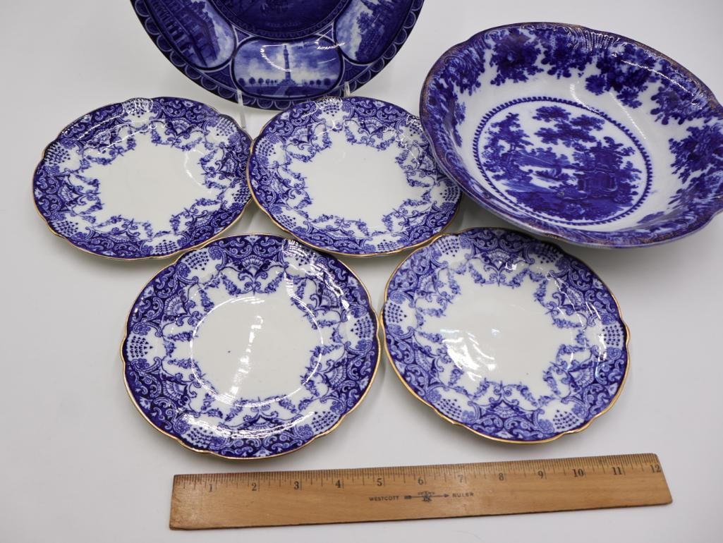 Various Blue Transferware Dishes and Souvenir - 2