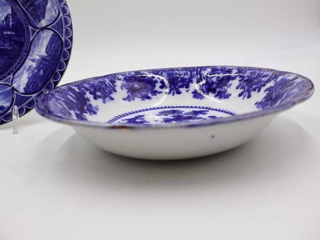 Various Blue Transferware Dishes and Souvenir - 7