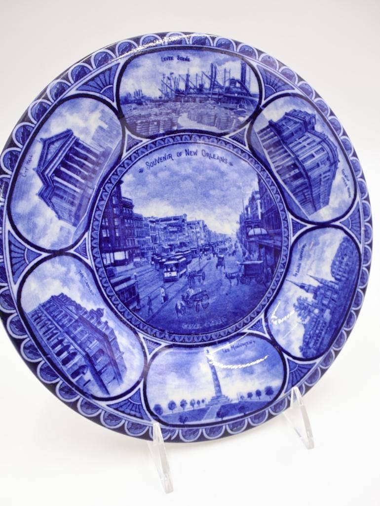 Various Blue Transferware Dishes and Souvenir - 9