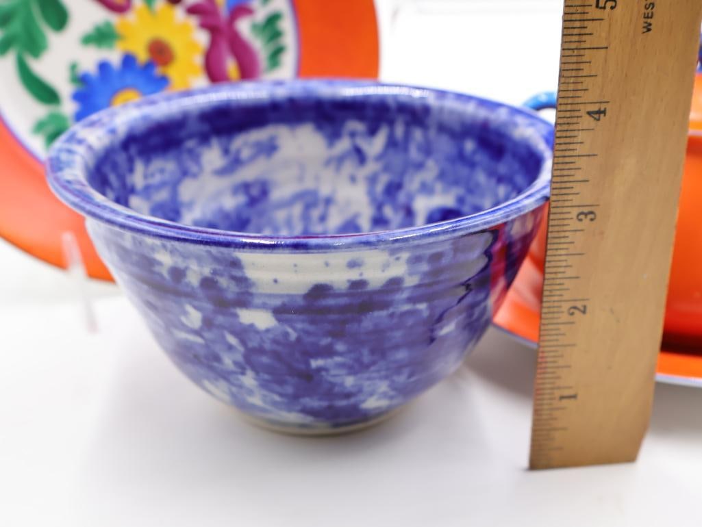 Collection of Vintage Orange and Blue Dishes - 2