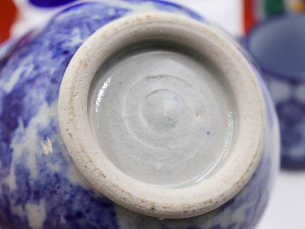 Collection of Vintage Orange and Blue Dishes - 4