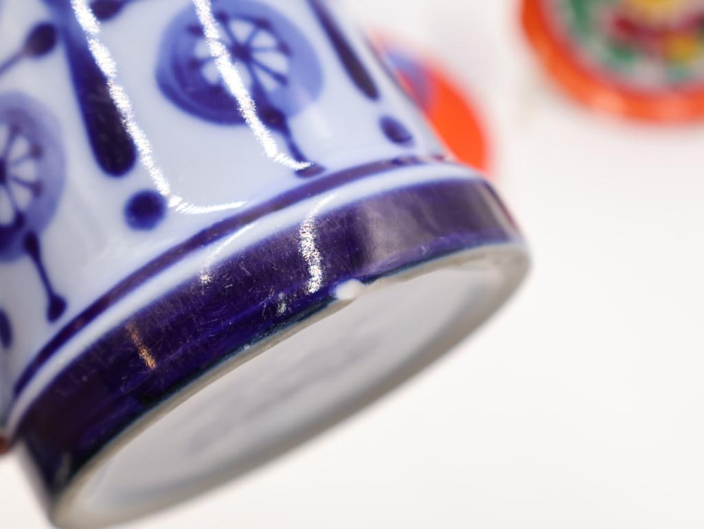 Collection of Vintage Orange and Blue Dishes - 6